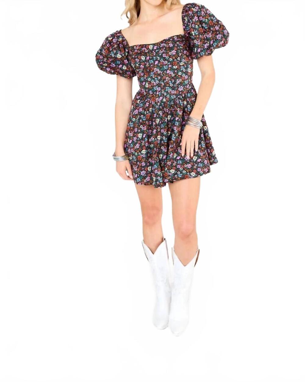 NEW BUDDYLOVE romeo puff sleeve mini dress in multicolor